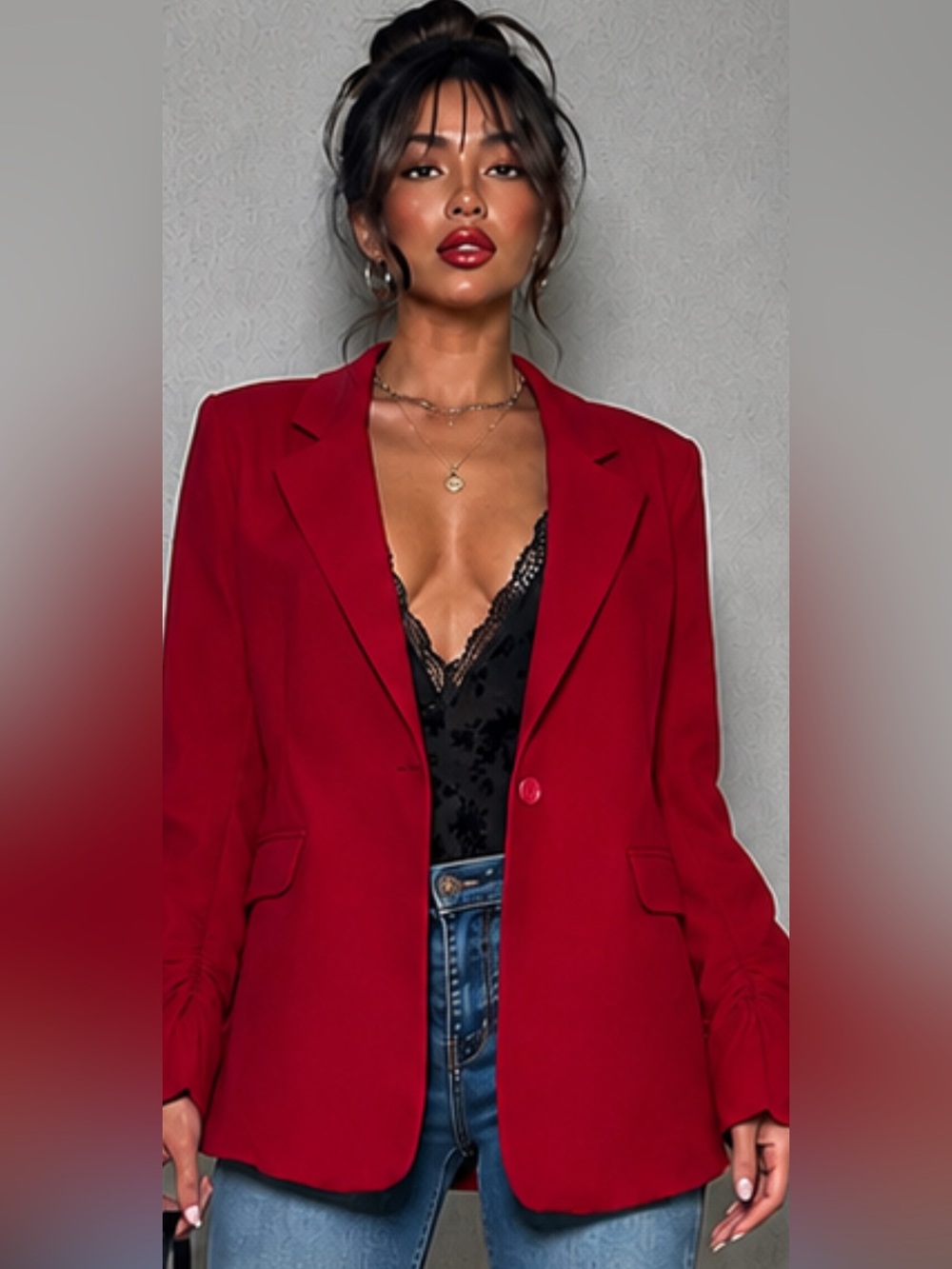 Soho Crimson Single-Button Tailored Blazer